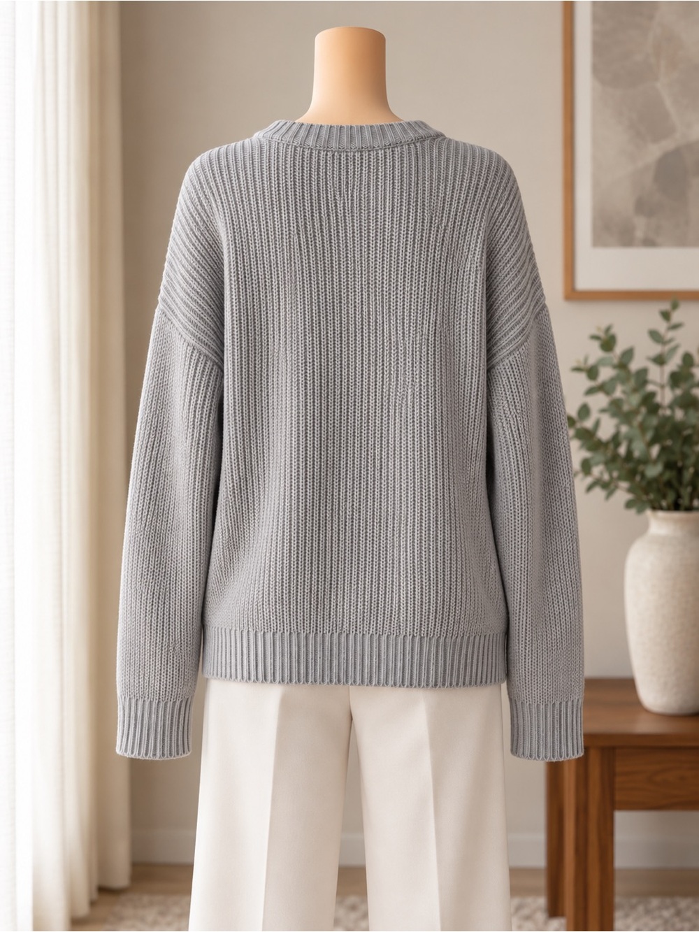 NA-KD Gray Wool Blend Oversized Knit Sweater – Women’s Size L - Picture 10 of 10